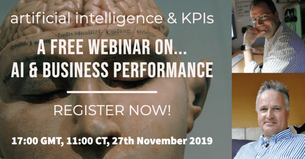 advert for a free webinar on artificial intelligence and KPIs